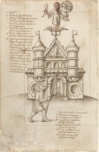 Het Standbeeld van Kans en de Voorbijganger [fol. 8 recto] door French early 16th Century