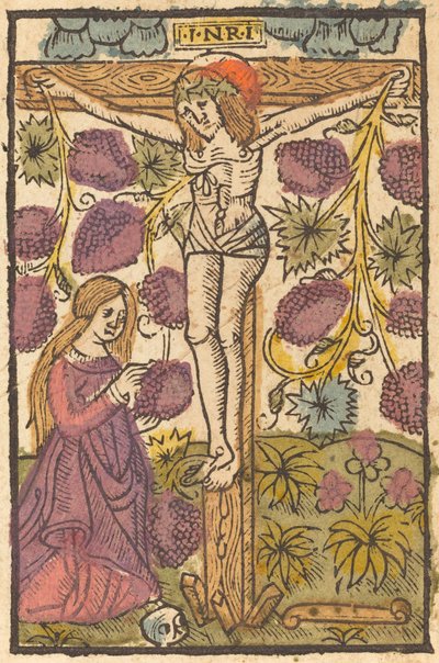 Christus aan het kruis met een wijnstok door French or Netherlandish 15th Century