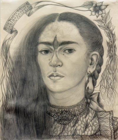 Zelfportret opgedragen aan Marte R. Gómez door Frida Kahlo