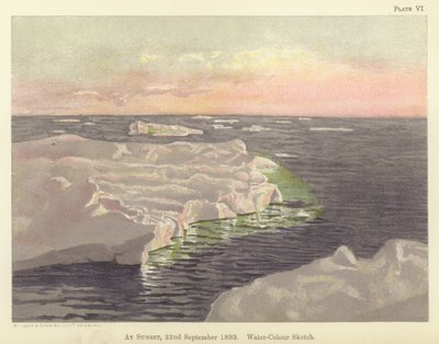 Bij zonsondergang, 22 september 1893, aquarelschets door Fridtjof Nansen