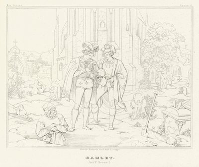 Hamlet, Act V, Scene 1 (gravure) door Friedrich August Moritz Retzsch