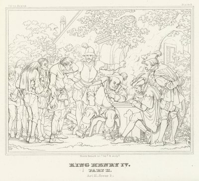 Koning Hendrik IV, Deel II, Act III, Scene 2 (gravure) door Friedrich August Moritz Retzsch