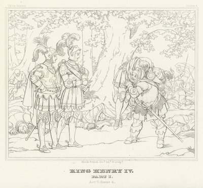 Koning Hendrik IV, Deel I, Act V, Scene 4 (gravure) door Friedrich August Moritz Retzsch