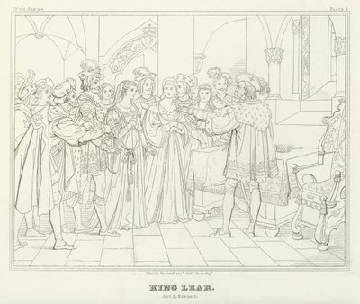 Koning Lear, Acte I, Scene 1 door Friedrich August Moritz Retzsch