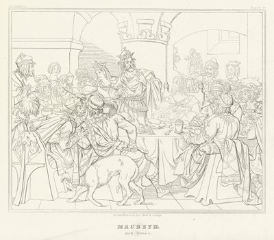 Macbeth, Act III, Scene 4 door Friedrich August Moritz Retzsch
