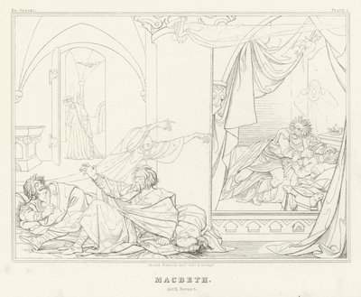 Macbeth, Act II, Scene 1 (gravure) door Friedrich August Moritz Retzsch