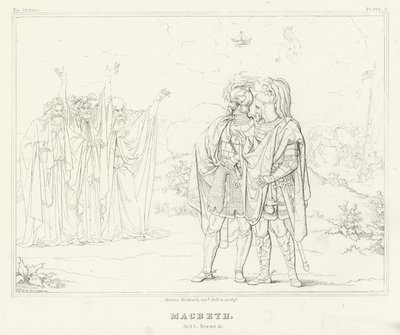 Macbeth, Act I, Scene 3 (gravure) door Friedrich August Moritz Retzsch
