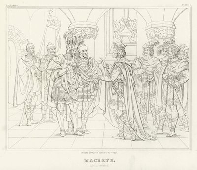 Macbeth, Act I, Scene 4 (gravure) door Friedrich August Moritz Retzsch