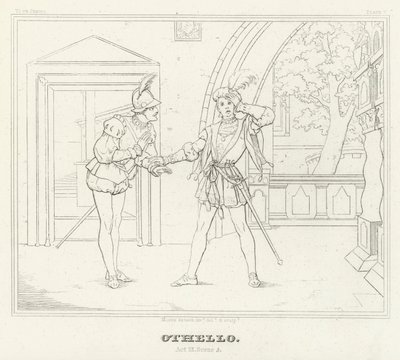 Othello, Act III, Scene 3 (gravure) door Friedrich August Moritz Retzsch