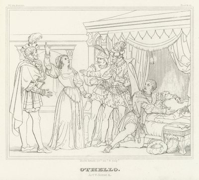 Othello, Act V, Scene 2 (gravure) door Friedrich August Moritz Retzsch