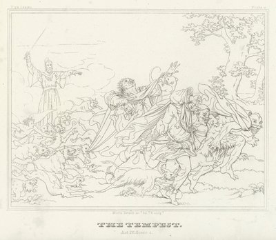 De Storm, Act IV, Scene 1 door Friedrich August Moritz Retzsch