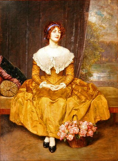 Portret van een dame door Friedrich Georg Papperitz