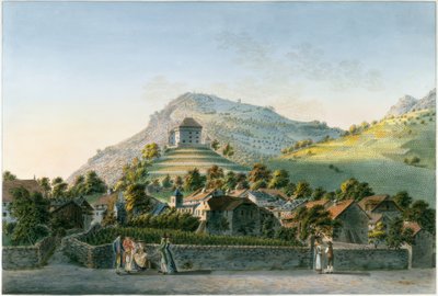 Het gehucht Clarens vanaf de kant van het meer door Friedrich Georg Wexelberg