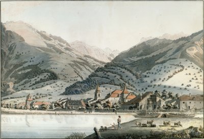 De stad Villeneuve door Friedrich Georg Wexelberg