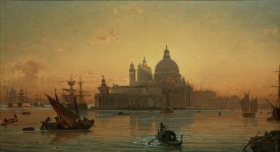 Avondsfeer in Venetië met Santa Maria della Salute door Friedrich Nerly