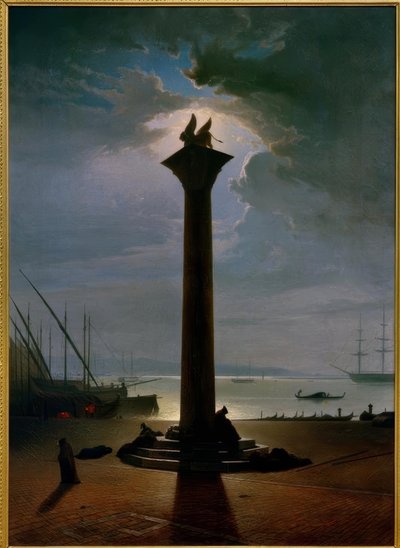 De Marcuszuil in Venetië bij maanlicht door Friedrich Nerly