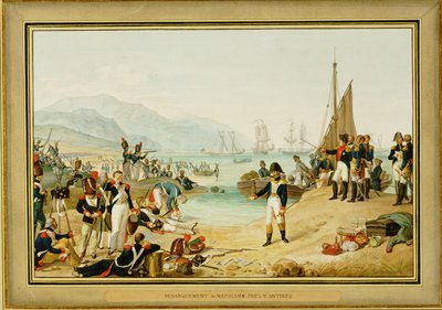 Napoleon I landt bij Antibes, Frankrijk ... (aquarel) door Friedrich Philipp Reinhold
