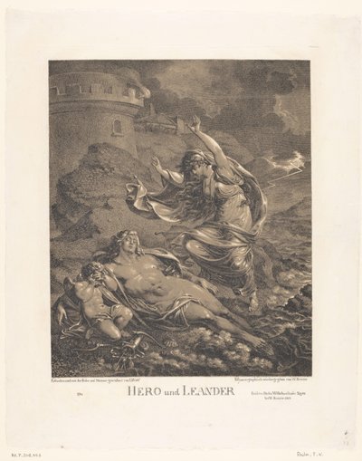 Hero en Leander door Friedrich Wilhelm Reuter