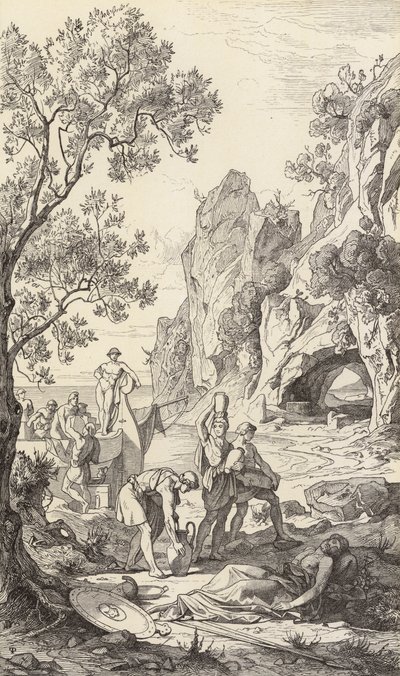Thuiskomst van Odysseus naar Ithaca door Friedrich the Elder Preller