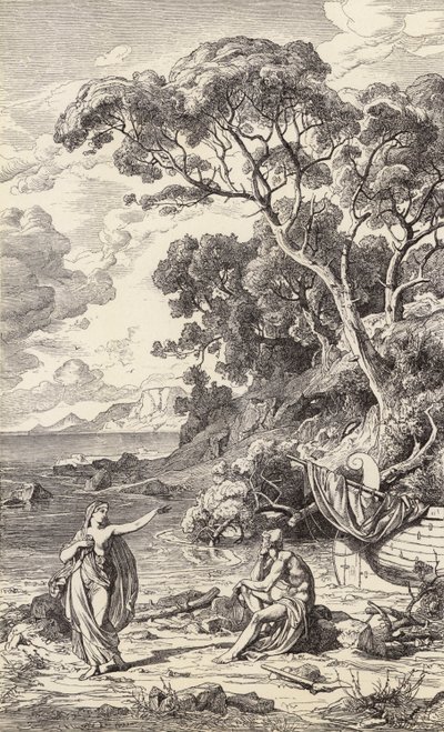 Odysseus en Calypso door Friedrich the Elder Preller
