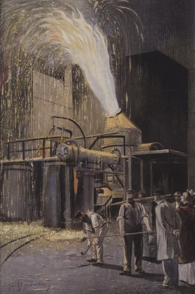 Ontkoling van ruwijzer in een Bessemer-converter door Fritz Gehrke