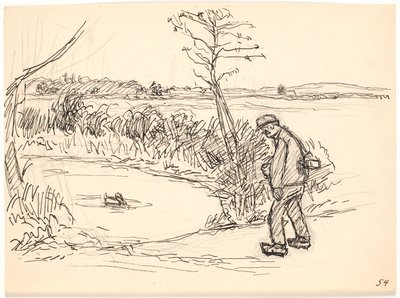 Boer bij het bevroren meer door Fritz Syberg