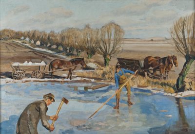 Landarbeiders halen ijs, 1927 door Fritz Syberg