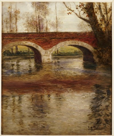 Een Rivierlandschap met een Brug door Frits Thaulow