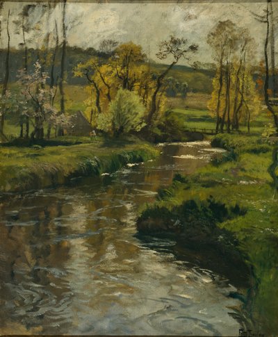 Rivier in Normandië, ca 1896 (schilderij) door Fritz Thaulow
