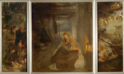 De Heilige Nacht. Heilige Nacht. Drieluik, links door Fritz von Uhde