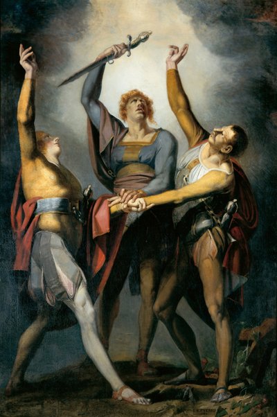 De drie bondgenoten in de eed op de Rütli, 1779-1781 door Füssli