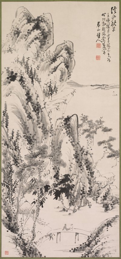 Landschap met Figuren door Fujimoto Tesseki