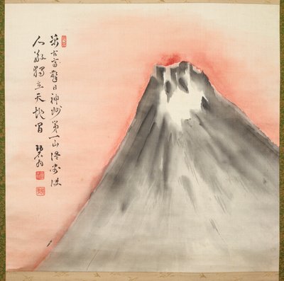 Ochtendzon boven de berg Fuji, ca. 1929-32 (inkt en kleur op zijde) door Fukuda Kodojin