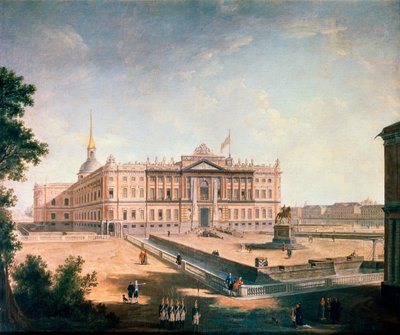 Uitzicht op het Michaelpaleis en het Connetableplein, Sint-Petersburg door Fyodor Yakovlevich Alexeev