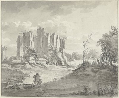 Landschap met bouwval en enige boeren door G.F. Buijs (possibly)