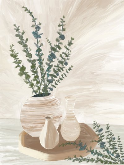 Rustgevend eucalyptusarrangement door GIovanna Gil Alves