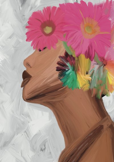 Vrouw met kleurrijke bloemen door GIovanna Gil Alves