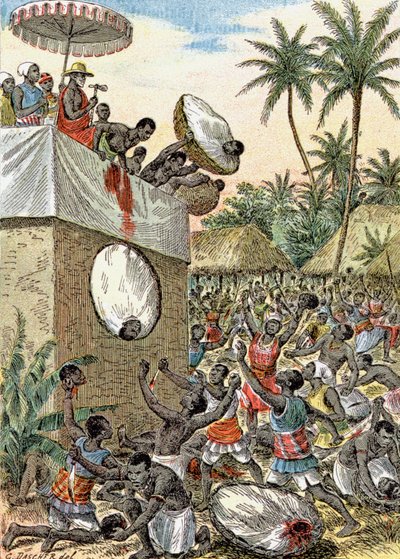 Menselijke offers in Afrika, ca. 1900 door G. Dascher