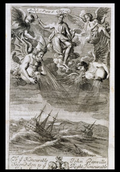 Jupiter werpt een storm op de oceaan, illustratie uit Boek 1 Deel 6 Hoofdstuk 16 van 