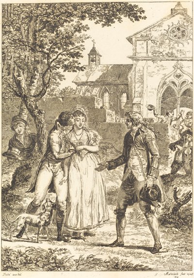 De Teruggegeven Kus: De Geleende Kus door G. Mallesteste after Jacques Louis François Touzé
