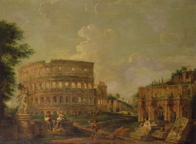 Het Colosseum met de Boog van Constantijn, ca. 1730 door G. P. (attr. to) Pannini or Panini