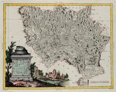 Territorium van Florence, gravure door G. Zuliani uit Tome II van de "Nieuwste Atlas" gepubliceerd in Venetië in 1783 door Antonio Zatta, Privécollectie door G. Zuliani