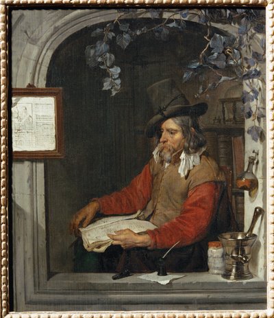 De apotheker, ook bekend als de drogist ... door Gabriel (attr. to) Metsu