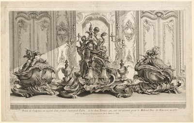 Werken van Juste-Aurèle Meissonier: Zilveren sculpturaal project voor een groot middelpunt door Gabriel Huquier