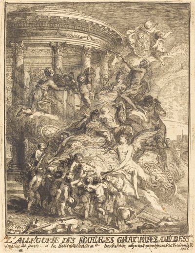 Allegorie van de huwelijken gesloten door de stad Parijs bij de geboorte van de Hertog van Bourgondië door Gabriel Jacques de Saint Aubin