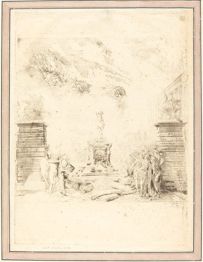 Allegorie op de Oprichting van het Standbeeld van Lodewijk XV door Gabriel Jacques de Saint Aubin