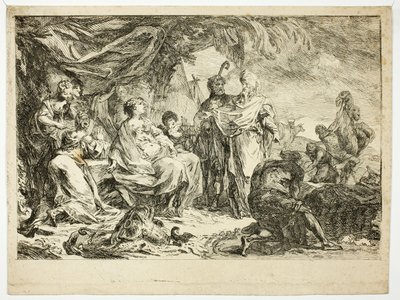 Laban die zijn Huishoudelijke Goden Zoekt door Gabriel Jacques de Saint Aubin