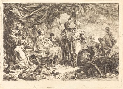 Laban op zoek naar zijn goden door Gabriel Jacques de Saint Aubin