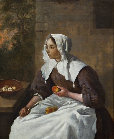 Deens: Meisje dat appels schilt Meisje dat appels schilt door Gabriel Metsu
