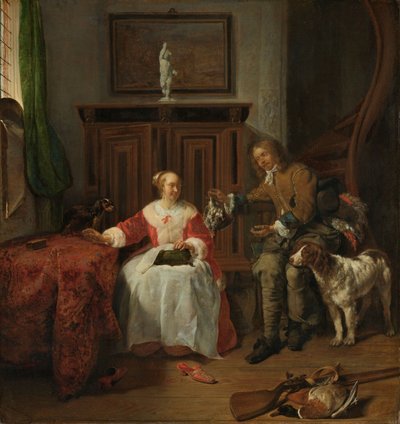 Het geschenk van de jager, ca. 1658-61 door Gabriel Metsu